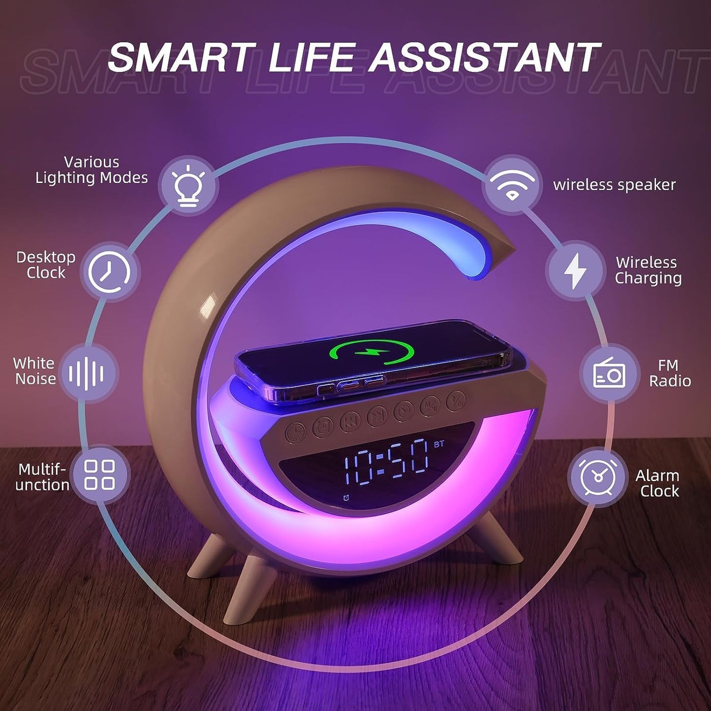 Digital Led Wireless Charger Speaker